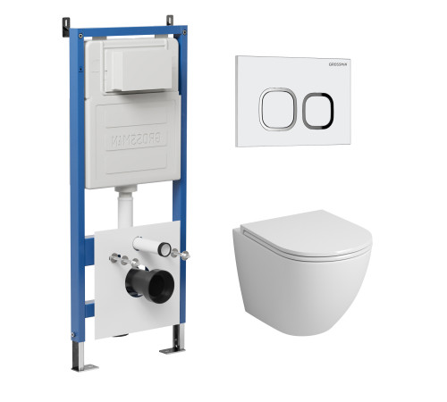 Комплект 3 в 1: Grossman инсталляция 900.K31.01.000+клавиша 700.K31.02.000.000 белый+унитаз GR-4455SQ