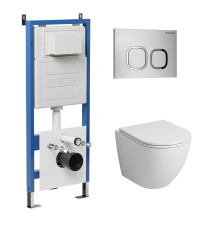 Комплект 3 в 1: Grossman инсталляция 900.K31.01.000+клавиша 700.K31.02.110.110 хром матовый+унитаз GR-4455S