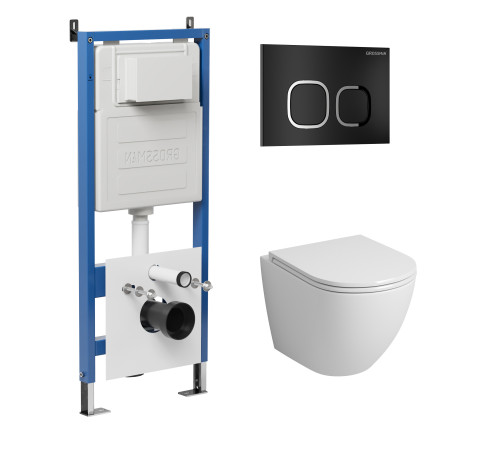 Комплект 3 в 1: Grossman инсталляция 900.K31.01.000+клавиша 700.K31.02.210.210 черный матовый+унитаз GR-4455S