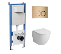 Комплект 3 в 1: Grossman инсталляция 900.K31.01.000+клавиша 700.K31.02.310.310 золото матовый+унитаз GR-4455S