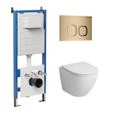 Комплект 3 в 1: Grossman инсталляция 900.K31.01.000+клавиша 700.K31.02.310.310 золото матовый+унитаз GR-4455S