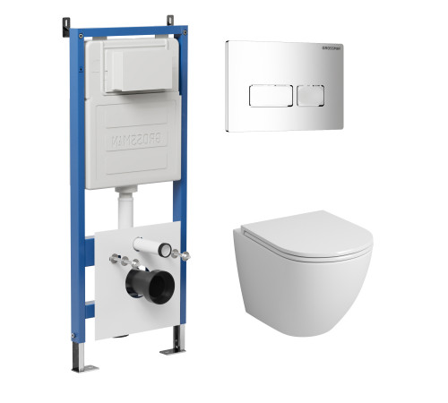 Комплект 3 в 1: Grossman инсталляция 900.K31.01.000+клавиша 700.K31.03.100.100 хром глянцевый+унитаз GR-4455S