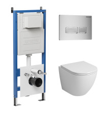 Комплект 3 в 1: Grossman инсталляция 900.K31.01.000+клавиша 700.K31.03.110.110 хром матовый+унитаз GR-4455S