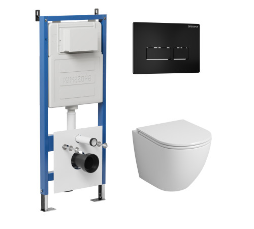 Комплект 3 в 1: Grossman инсталляция 900.K31.01.000+клавиша 700.K31.03.210.210 черный матовый+унитаз GR-4455SQ