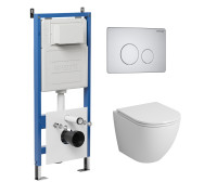 Комплект 3 в 1: Grossman инсталляция 900.K31.01.000+клавиша 700.K31.05.01M.01M белый матовый+унитаз GR-4455S