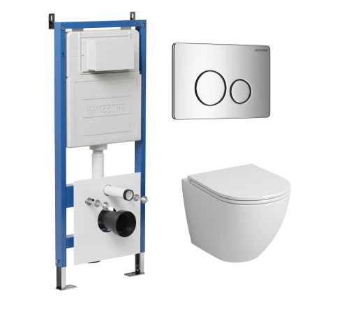 Комплект 3 в 1: Grossman инсталляция 900.K31.01.000+клавиша 700.K31.05.10M.10M хром глянцевый+унитаз GR-4455SQ