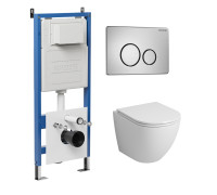 Комплект 3 в 1: Grossman инсталляция 900.K31.01.000+клавиша 700.K31.05.12M.12M хром сатиновый+унитаз GR-4455S