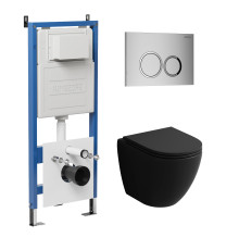 Комплект 3 в 1: Grossman инсталляция 900.K31.01.000+клавиша 700.K31.01.110.110 хром матовый+унитаз GR-4455BMS