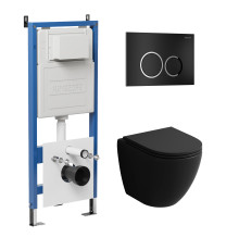 Комплект 3 в 1: Grossman инсталляция 900.K31.01.000+клавиша 700.K31.01.210.210 черный матовый+унитаз GR-4455BMS