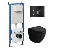 Комплект 3 в 1: Grossman инсталляция 900.K31.01.000+клавиша 700.K31.02.210.210 черный матовый+унитаз GR-4455BMSQ