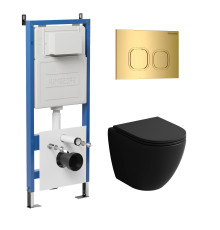 Комплект 3 в 1: Grossman инсталляция 900.K31.01.000+клавиша 700.K31.02.300.300 золото глянцевый+унитаз GR-4455BMS