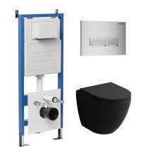 Комплект 3 в 1: Grossman инсталляция 900.K31.01.000+клавиша 700.K31.03.110.110 хром матовый+унитаз GR-4455BMS