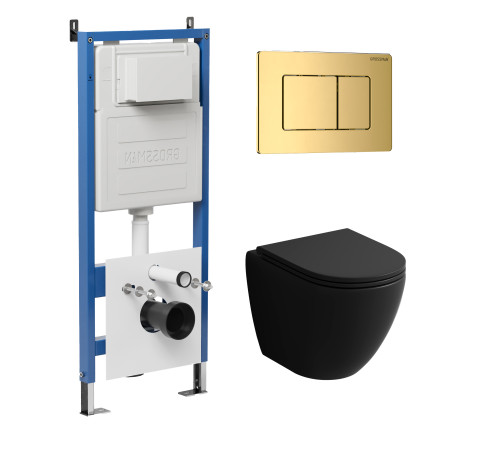 Комплект 3 в 1: Grossman инсталляция 900.K31.01.000+клавиша 700.K31.04.30M.30M золото глянцевый+унитаз GR-4455BMSQ