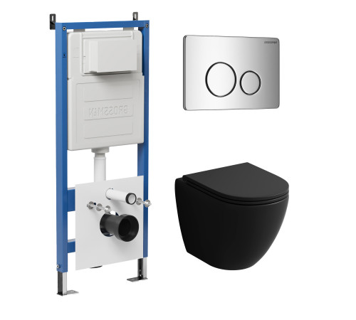 Комплект 3 в 1: Grossman инсталляция 900.K31.01.000+клавиша 700.K31.05.10M.10M хром глянцевый+унитаз GR-4455BMSQ