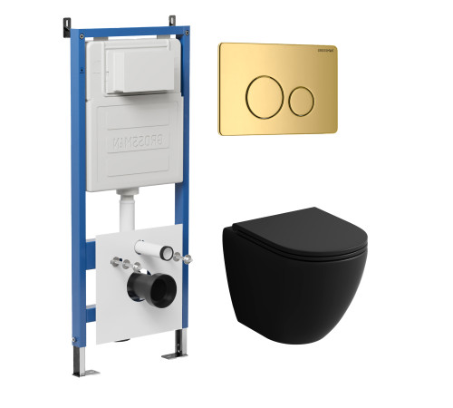 Комплект 3 в 1: Grossman инсталляция 900.K31.01.000+клавиша 700.K31.05.30M.30M золото глянцевый+унитаз GR-4455BMS