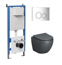 Комплект 3 в 1: Grossman инсталляция 900.K31.01.000+клавиша 700.K31.01.100.100 хром глянцевый+унитаз GR-4455GMS