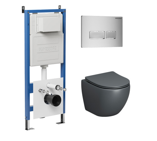 Комплект 3 в 1: Grossman инсталляция 900.K31.01.000+клавиша 700.K31.03.110.110 хром матовый+унитаз GR-4455GMS