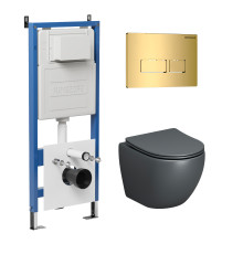 Комплект 3 в 1: Grossman инсталляция 900.K31.01.000+клавиша 700.K31.03.300.300 золото глянцевый+унитаз GR-4455GMS