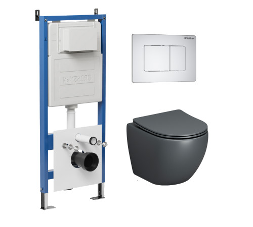 Комплект 3 в 1: Grossman инсталляция 900.K31.01.000+клавиша 700.K31.04.01M.01M белый матовый+унитаз GR-4455GMS