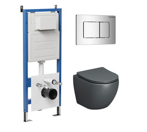 Комплект 3 в 1: Grossman инсталляция 900.K31.01.000+клавиша 700.K31.04.10M.10M хром глянцевый+унитаз GR-4455GMS