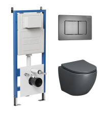 Комплект 3 в 1: Grossman инсталляция 900.K31.01.000+клавиша 700.K31.04.42M.42M графит сатиновый+унитаз GR-4455GMS