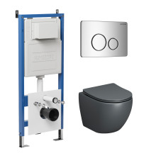 Комплект 3 в 1: Grossman инсталляция 900.K31.01.000+клавиша 700.K31.05.10M.10M хром глянцевый+унитаз GR-4455GMS