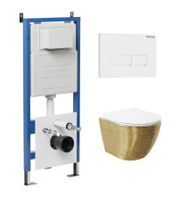 Комплект 3 в 1: Grossman инсталляция 900.K31.01.000+клавиша 700.K31.03.000.000 белый+унитаз GR-4455GWS