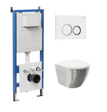 Комплект 3 в 1: Grossman инсталляция 900.K31.01.000+клавиша 700.K31.01.000.000 белый+унитаз GR-4455SWS