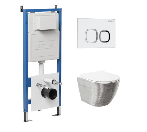 Комплект 3 в 1: Grossman инсталляция 900.K31.01.000+клавиша 700.K31.02.000.000 белый+унитаз GR-4455SWS
