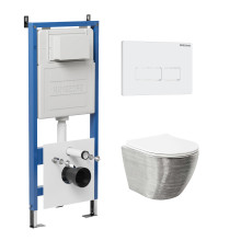 Комплект 3 в 1: Grossman инсталляция 900.K31.01.000+клавиша 700.K31.03.000.000 белый+унитаз GR-4455SWS