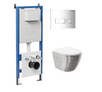 Комплект 3 в 1: Grossman инсталляция 900.K31.01.000+клавиша 700.K31.03.100.100 хром глянцевый+унитаз GR-4455SWS