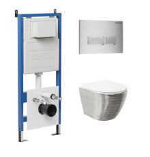 Комплект 3 в 1: Grossman инсталляция 900.K31.01.000+клавиша 700.K31.03.110.110 хром матовый+унитаз GR-4455SWS