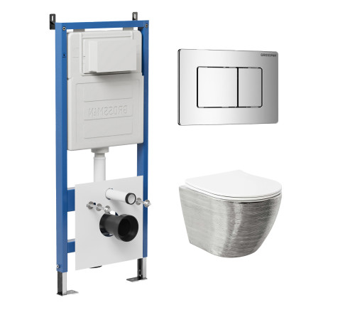 Комплект 3 в 1: Grossman инсталляция 900.K31.01.000+клавиша 700.K31.04.10M.10M хром глянцевый+унитаз GR-4455SWS