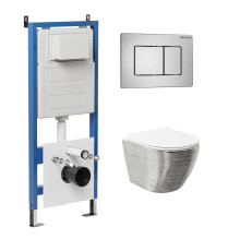 Комплект 3 в 1: Grossman инсталляция 900.K31.01.000+клавиша 700.K31.04.12M.12Mхром сатиновый+унитаз GR-4455SWS