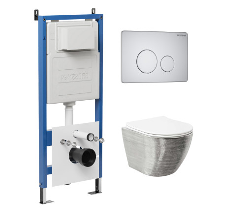 Комплект 3 в 1: Grossman инсталляция 900.K31.01.000+клавиша 700.K31.05.01M.01M белый матовый+унитаз GR-4455SWS