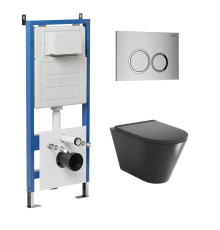 Комплект 3 в 1: Grossman инсталляция 900.K31.01.000+клавиша 700.K31.01.110.110 хром матовый+унитаз GR-4477BMS