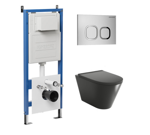 Комплект 3 в 1: Grossman инсталляция 900.K31.01.000+клавиша 700.K31.02.110.110 хром матовый+унитаз GR-4477BMS