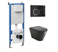 Комплект 3 в 1: Grossman инсталляция 900.K31.01.000+клавиша 700.K31.02.210.210 черный матовый+унитаз GR-4477BMS