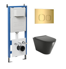 Комплект 3 в 1: Grossman инсталляция 900.K31.01.000+клавиша 700.K31.02.300.300,золото глянцевый+унитаз GR-4477BMS