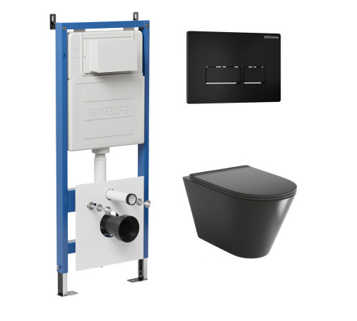 Комплект 3 в 1: Grossman инсталляция 900.K31.01.000+клавиша 700.K31.03.210.210 черный матовый+унитаз GR-4477BMSQ