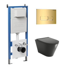 Комплект 3 в 1: Grossman инсталляция 900.K31.01.000+клавиша 700.K31.03.300.300 золото глянцевый+унитаз GR-4477BMSQ