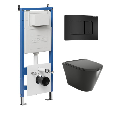 Комплект 3 в 1: Grossman инсталляция 900.K31.01.000+клавиша 700.K31.04.21M.21M черный матовый+унитаз GR-4477BMS