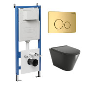 Комплект 3 в 1: Grossman инсталляция 900.K31.01.000+клавиша 700.K31.05.30M.30M золото глянцевый+унитаз GR-4477BMSQ