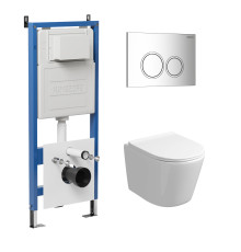 Комплект 3 в 1: Grossman инсталляция 900.K31.01.000+клавиша 700.K31.01.100.100 хром глянцевый+унитаз GR-4477SQ