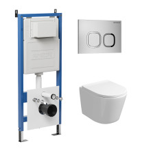 Комплект 3 в 1: Grossman инсталляция 900.K31.01.000+клавиша 700.K31.02.110.110 хром матовый+унитаз GR-4477S