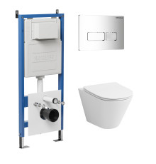 Комплект 3 в 1: Grossman инсталляция 900.K31.01.000+клавиша 700.K31.03.100.100 хром глянцевый+унитаз GR-4477S