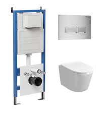 Комплект 3 в 1: Grossman инсталляция 900.K31.01.000+клавиша 700.K31.03.110.110 хром матовый+унитаз GR-4477S