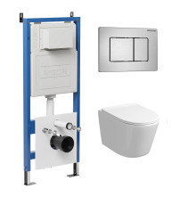 Комплект 3 в 1: Grossman инсталляция 900.K31.01.000+клавиша 700.K31.04.12M.12M хром сатиновый+унитаз GR-4477S