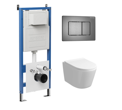 Комплект 3 в 1: Grossman инсталляция 900.K31.01.000+клавиша 700.K31.04.42M.42M графит сатиновый+унитаз GR-4477SQ