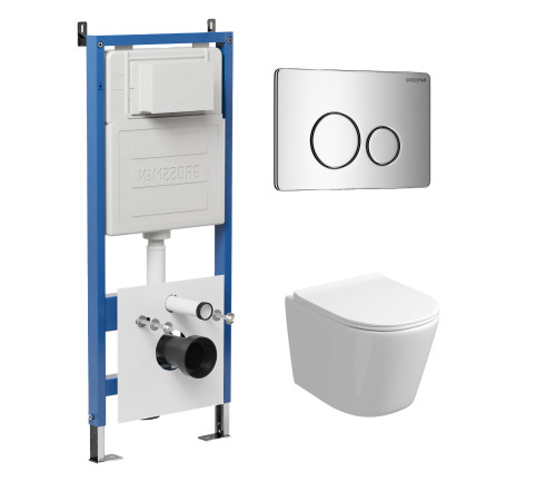 Комплект 3 в 1: Grossman инсталляция 900.K31.01.000+клавиша 700.K31.05.10M.10M хром глянцевый+унитаз GR-4477SQ